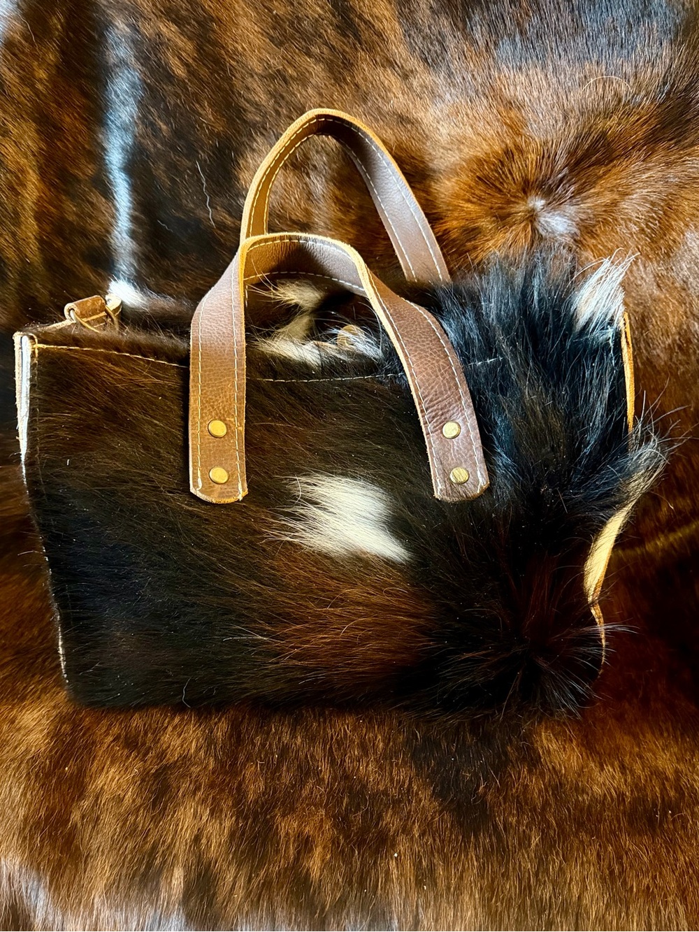 TTT Lenny Small Tote Bag In Tri-color Cowhide